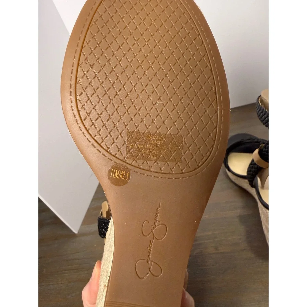 Jessica‎ Simpson Talise Espadrille Platform Wedge Sandals Black Size 11 NWT